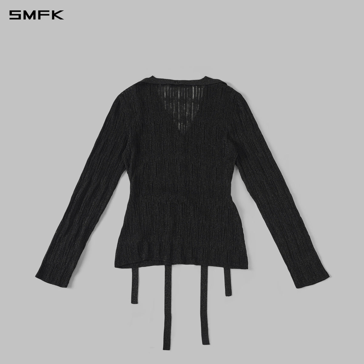 SMFK Myth Aeolus Evening Robe Knit Cardigan Ls-Cotton+Nylon Aurora Black