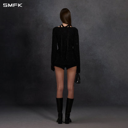 SMFK Myth Aeolus Evening Robe Knit Cardigan Starry Velvet Galaxy Black