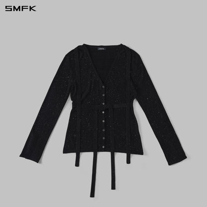 SMFK Myth Aeolus Evening Robe Knit Cardigan Starry Velvet Galaxy Black