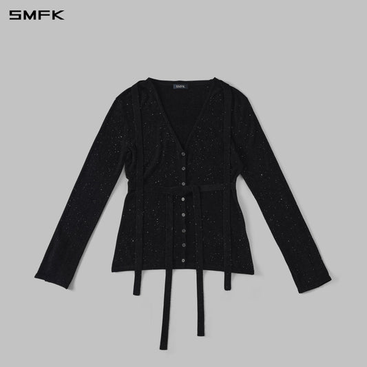 SMFK Myth Aeolus Evening Robe Knit Cardigan Starry Velvet Galaxy Black
