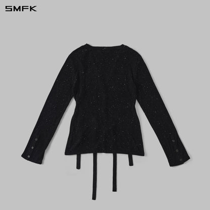SMFK Myth Aeolus Evening Robe Knit Cardigan Starry Velvet Galaxy Black