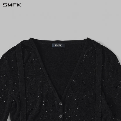 SMFK Myth Aeolus Evening Robe Knit Cardigan Starry Velvet Galaxy Black
