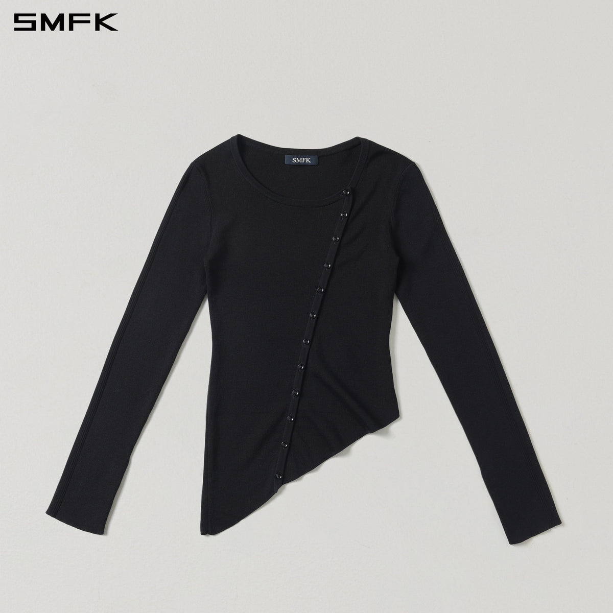 SMFK Myth Aeolus Asymmetry Slim Knit Cardigan Tencel+Silk Wild Black