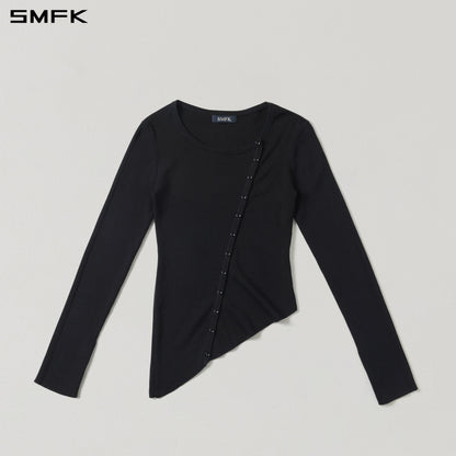 SMFK Myth Aeolus Asymmetry Slim Knit Cardigan Tencel+Silk Wild Black