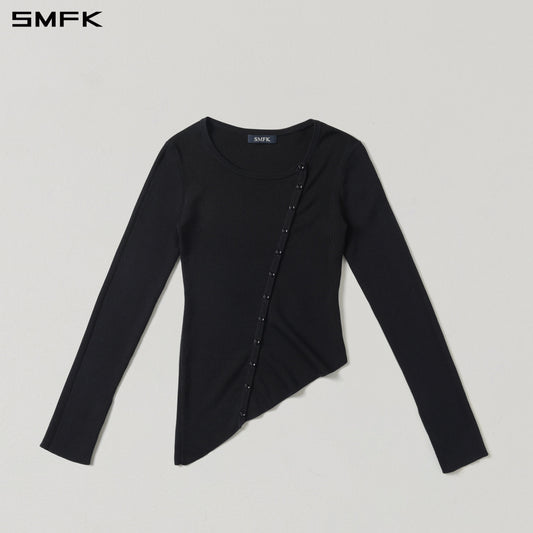 SMFK Myth Aeolus Asymmetry Slim Knit Cardigan Tencel+Silk Wild Black