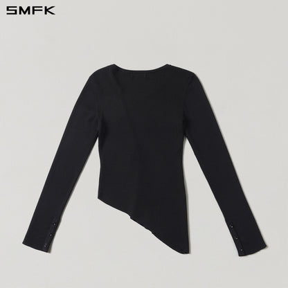 SMFK Myth Aeolus Asymmetry Slim Knit Cardigan Tencel+Silk Wild Black
