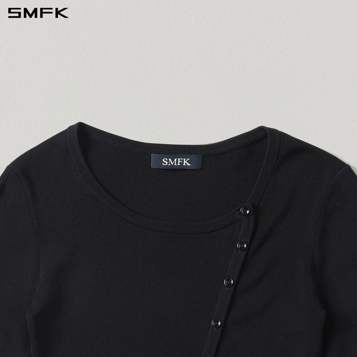 SMFK Myth Aeolus Asymmetry Slim Knit Cardigan Tencel+Silk Wild Black