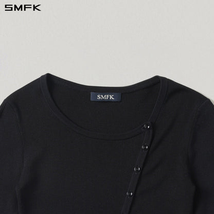 SMFK Myth Aeolus Asymmetry Slim Knit Cardigan Tencel+Silk Wild Black