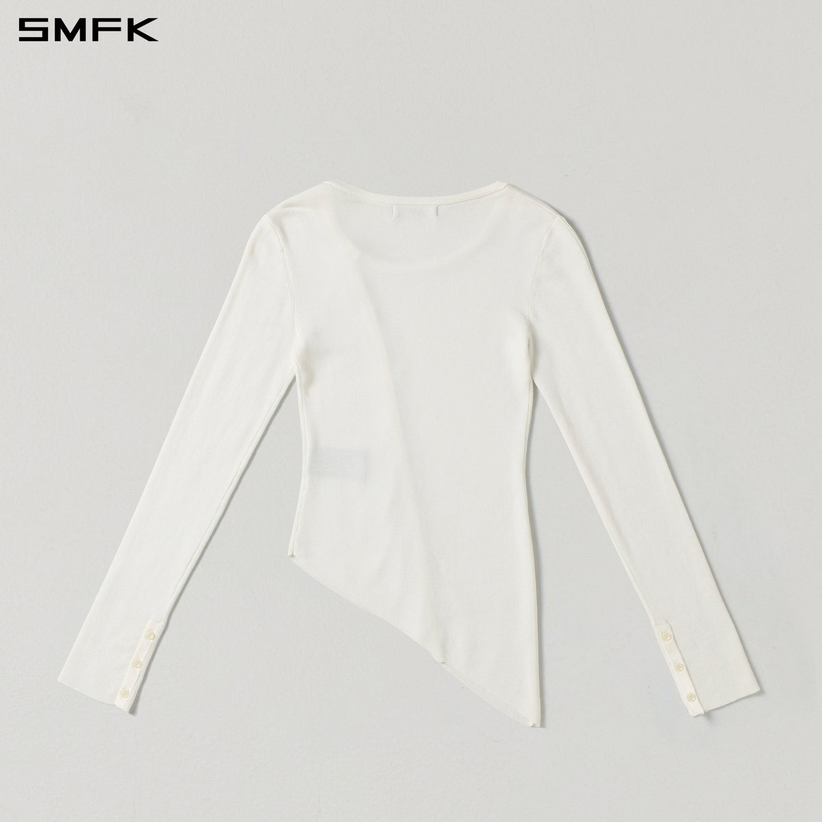 SMFK Myth Aeolus Asymmetry Slim Knit Cardigan Tencel+Silk Cloud White