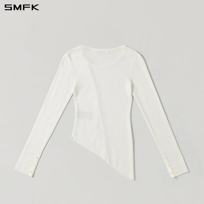 SMFK Myth Aeolus Asymmetry Slim Knit Cardigan Tencel+Silk Cloud White