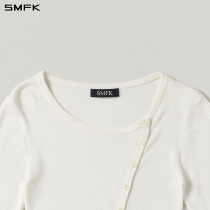 SMFK Myth Aeolus Asymmetry Slim Knit Cardigan Tencel+Silk Cloud White