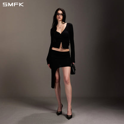 SMFK Myth Siren Evening Slim Knit Cardigan Tencel+Silk Wild Black
