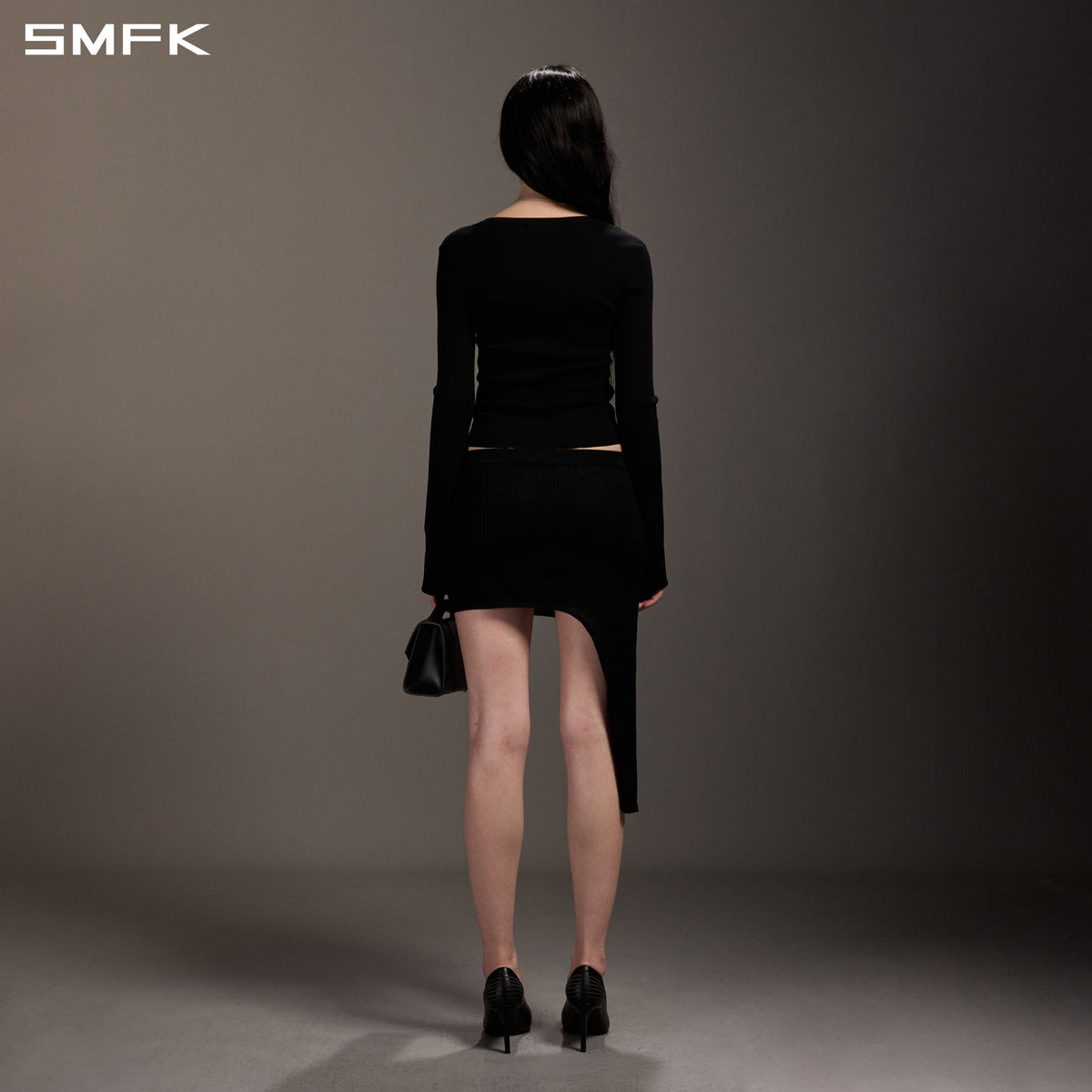 SMFK Myth Siren Evening Slim Knit Cardigan Tencel+Silk Wild Black