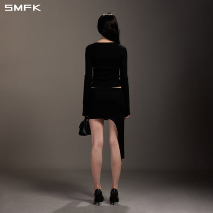 SMFK Myth Siren Evening Slim Knit Cardigan Tencel+Silk Wild Black