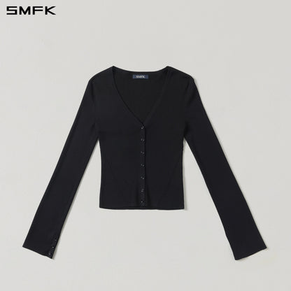 SMFK Myth Siren Evening Slim Knit Cardigan Tencel+Silk Wild Black