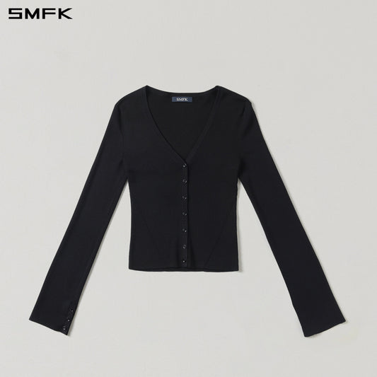 SMFK Myth Siren Evening Slim Knit Cardigan Tencel+Silk Wild Black