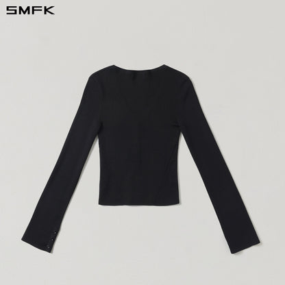SMFK Myth Siren Evening Slim Knit Cardigan Tencel+Silk Wild Black