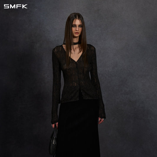 SMFK Myth Siren Evening Knit Cardigan Metallic Yarn Aurora Black