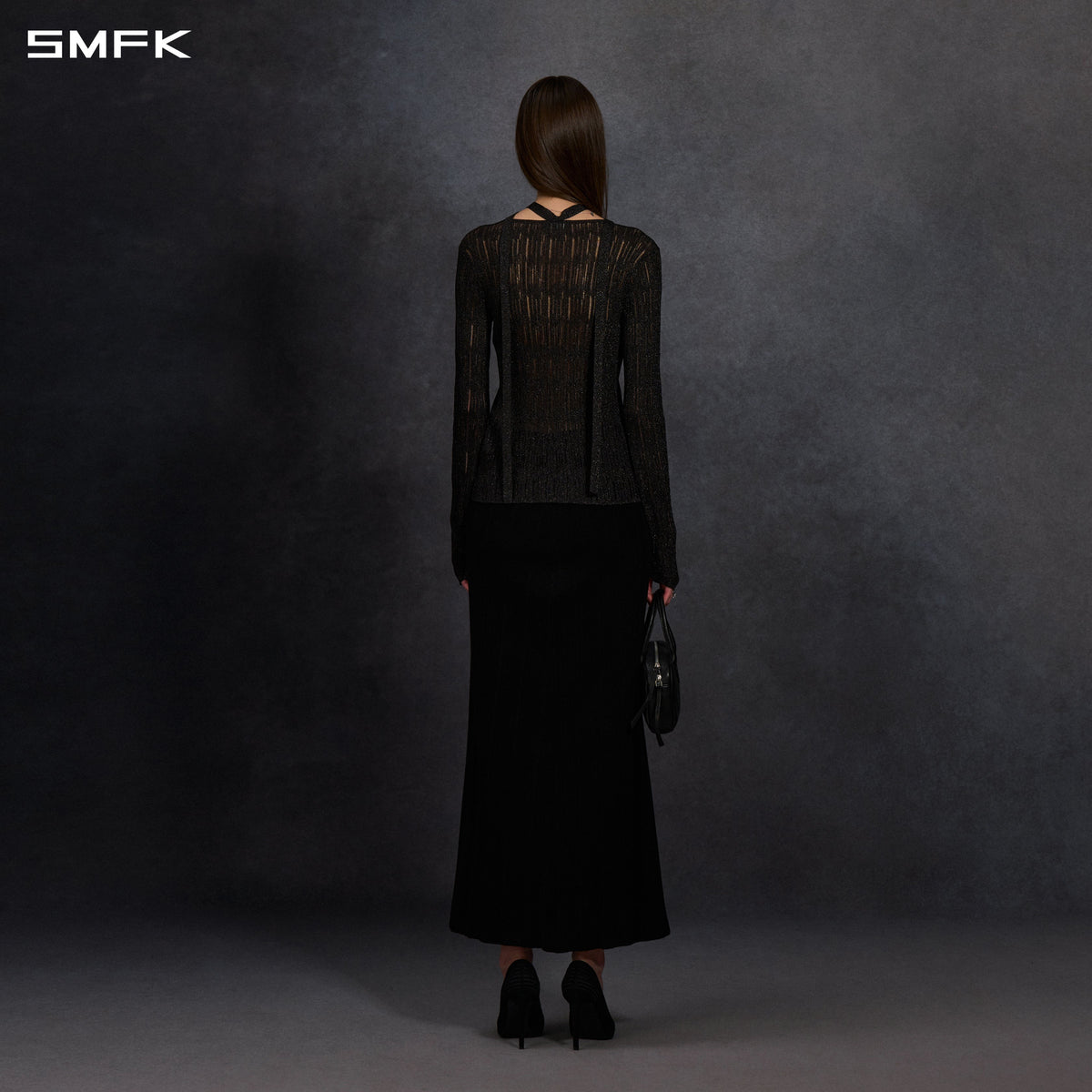 SMFK Myth Siren Evening Knit Cardigan Metallic Yarn Aurora Black