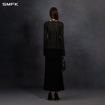 SMFK Myth Siren Evening Knit Cardigan Metallic Yarn Aurora Black