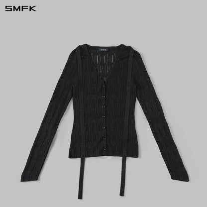 SMFK Myth Siren Evening Knit Cardigan Metallic Yarn Aurora Black