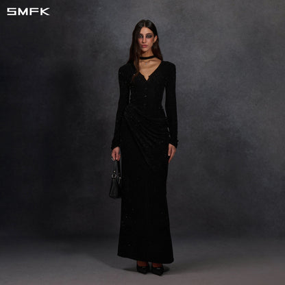 SMFK Myth Siren Galaxy Evening Knit Cardigan Starry Velvet Galaxy Black