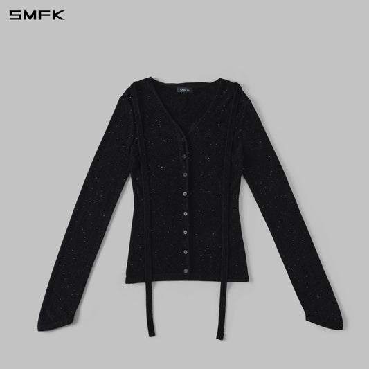 SMFK Myth Siren Galaxy Evening Knit Cardigan Starry Velvet Galaxy Black