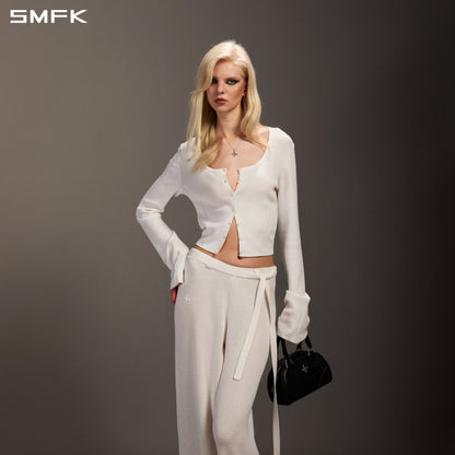 SMFK Myth Siren Evening Slim Knit Cardigan Tencel+Silk Cloud White