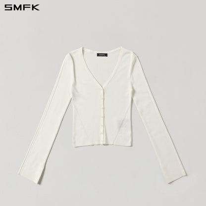 SMFK Myth Siren Evening Slim Knit Cardigan Tencel+Silk Cloud White