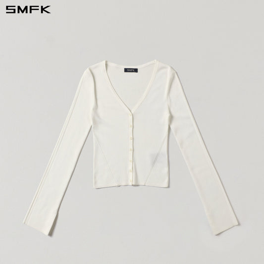 SMFK Myth Siren Evening Slim Knit Cardigan Tencel+Silk Cloud White