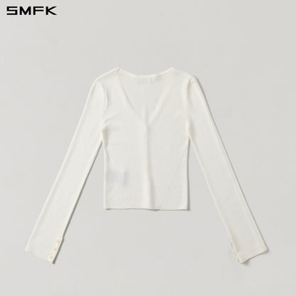 SMFK Myth Siren Evening Slim Knit Cardigan Tencel+Silk Cloud White