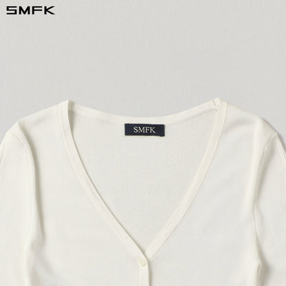 SMFK Myth Siren Evening Slim Knit Cardigan Tencel+Silk Cloud White