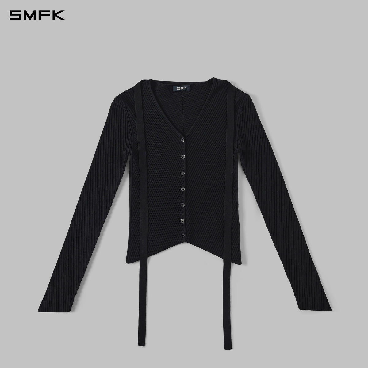 SMFK Myth Aeolus Symmetry Evening Knit Cardigan Lenzing Tencel+Silk Wild Black