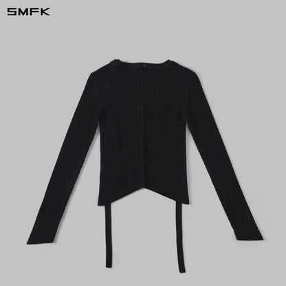 SMFK Myth Aeolus Symmetry Evening Knit Cardigan Lenzing Tencel+Silk Wild Black