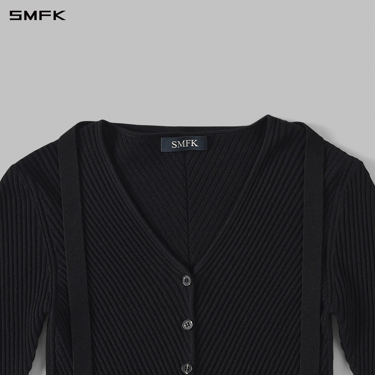SMFK Myth Aeolus Symmetry Evening Knit Cardigan Lenzing Tencel+Silk Wild Black
