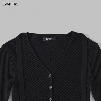 SMFK Myth Aeolus Symmetry Evening Knit Cardigan Lenzing Tencel+Silk Wild Black