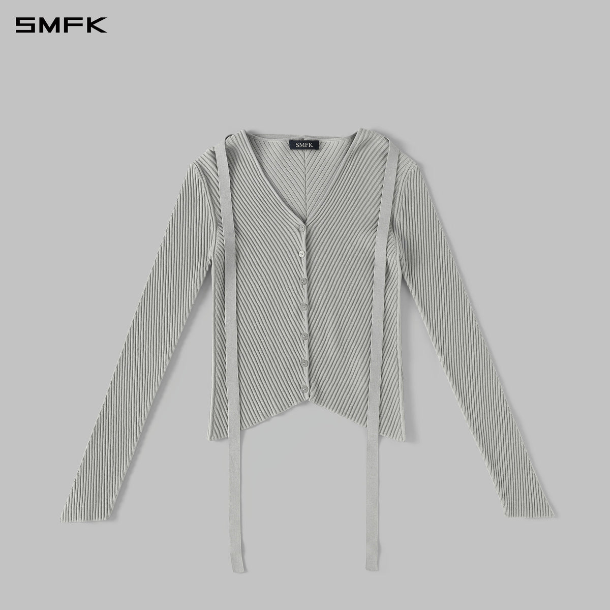 SMFK Myth Aeolus Symmetry Evening Knit Cardigan Lenzing Tencel+Silk Glacier Grey