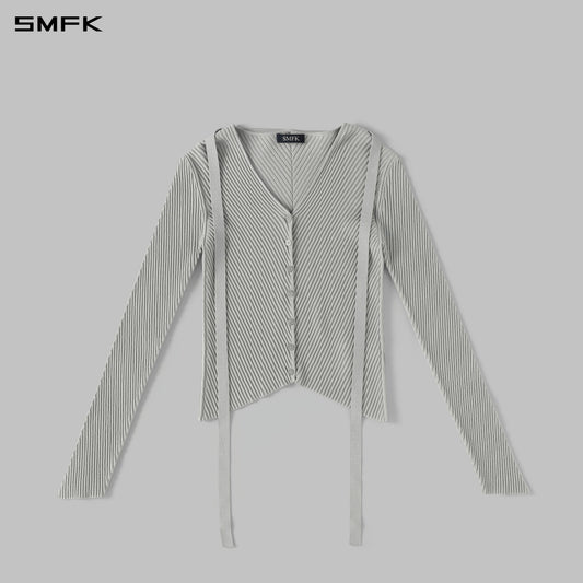 SMFK Myth Aeolus Symmetry Evening Knit Cardigan Lenzing Tencel+Silk Glacier Grey