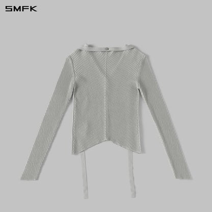 SMFK Myth Aeolus Symmetry Evening Knit Cardigan Lenzing Tencel+Silk Glacier Grey