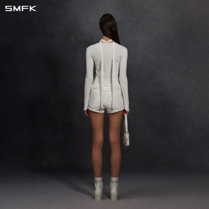 SMFK Myth Aeolus Symmetry Evening Knit Cardigan Lenzing Tencel+Silk Cloud White