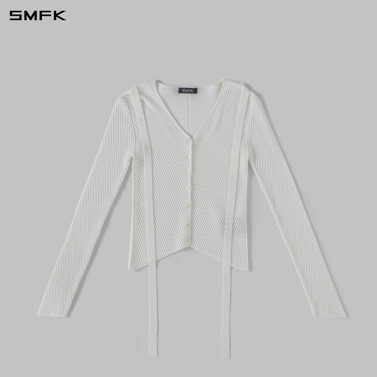 SMFK Myth Aeolus Symmetry Evening Knit Cardigan Lenzing Tencel+Silk Cloud White