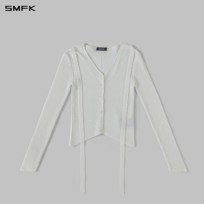 SMFK Myth Aeolus Symmetry Evening Knit Cardigan Lenzing Tencel+Silk Cloud White