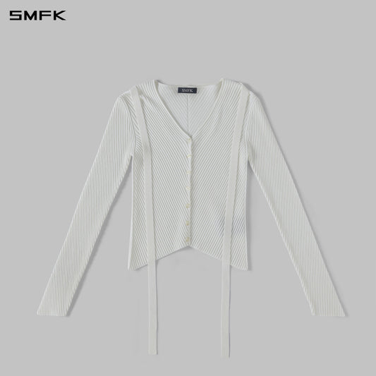 SMFK Myth Aeolus Symmetry Evening Knit Cardigan Lenzing Tencel+Silk Cloud White