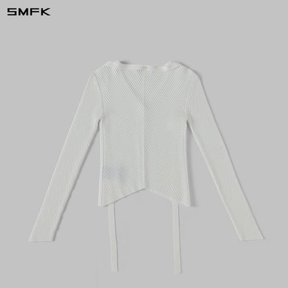 SMFK Myth Aeolus Symmetry Evening Knit Cardigan Lenzing Tencel+Silk Cloud White