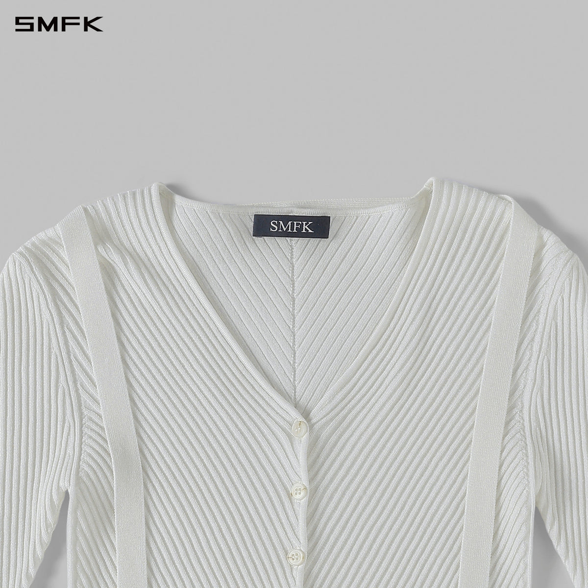 SMFK Myth Aeolus Symmetry Evening Knit Cardigan Lenzing Tencel+Silk Cloud White
