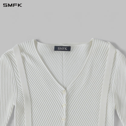 SMFK Myth Aeolus Symmetry Evening Knit Cardigan Lenzing Tencel+Silk Cloud White
