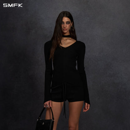 SMFK Myth Aeolus Symmetry Evening Knit Pullover Lenzing Tencel+Silk Wild Black