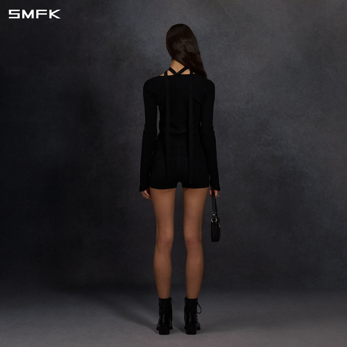 SMFK Myth Aeolus Symmetry Evening Knit Pullover Lenzing Tencel+Silk Wild Black