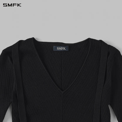 SMFK Myth Aeolus Symmetry Evening Knit Pullover Lenzing Tencel+Silk Wild Black