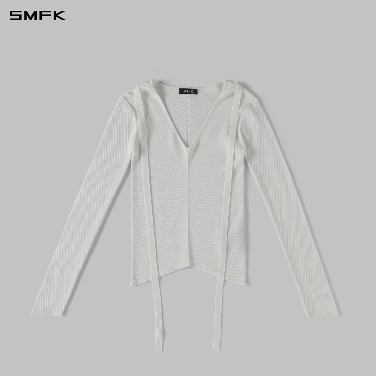 SMFK Myth Aeolus Symmetry Evening Knit Pullover Lenzing Tencel+Silk Cloud White
